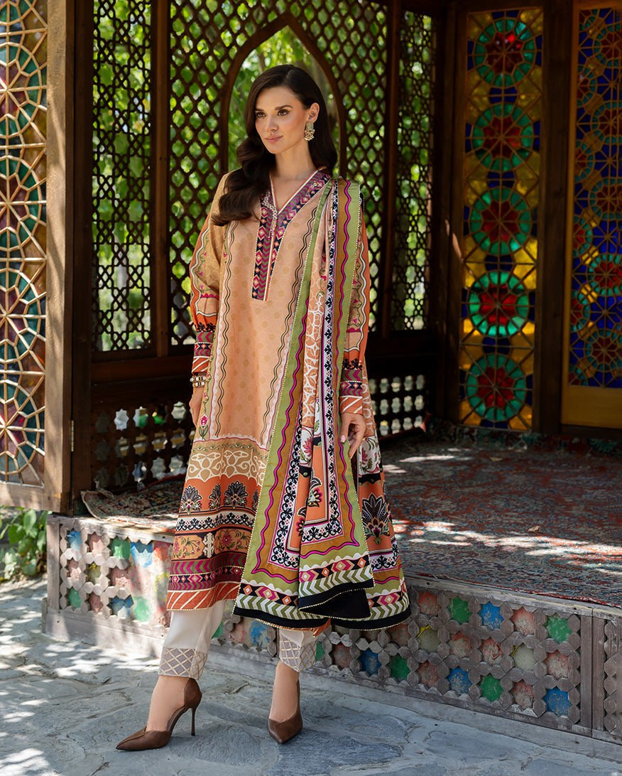 Mushq | Nirvana Printed Silk | Solara Crest - Official Mushq - Agha Fabrics UK