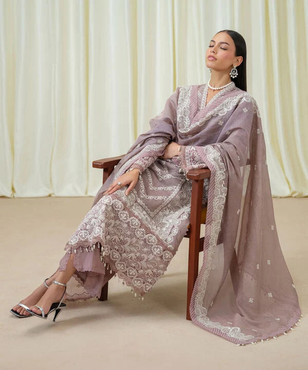Sapphire | Fall Winter 25 | 3 Piece - Embroidered Muslin Suit 03FELX25V89B