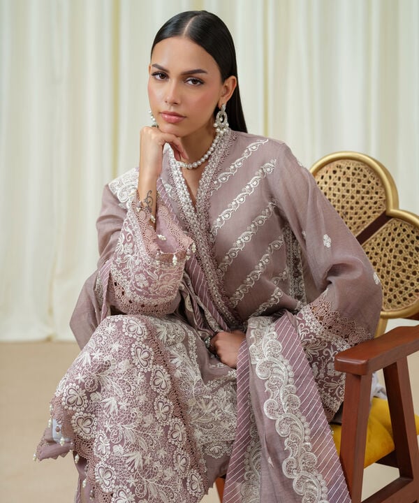 Sapphire | Fall Winter 25 | 3 Piece - Embroidered Muslin Suit 03FELX25V89B