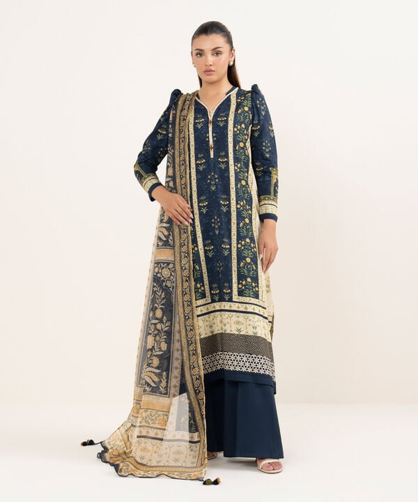 Sapphire | Fall Winter 25 | 3 Piece - Printed Light Linen Suit 0U3PDY25V536