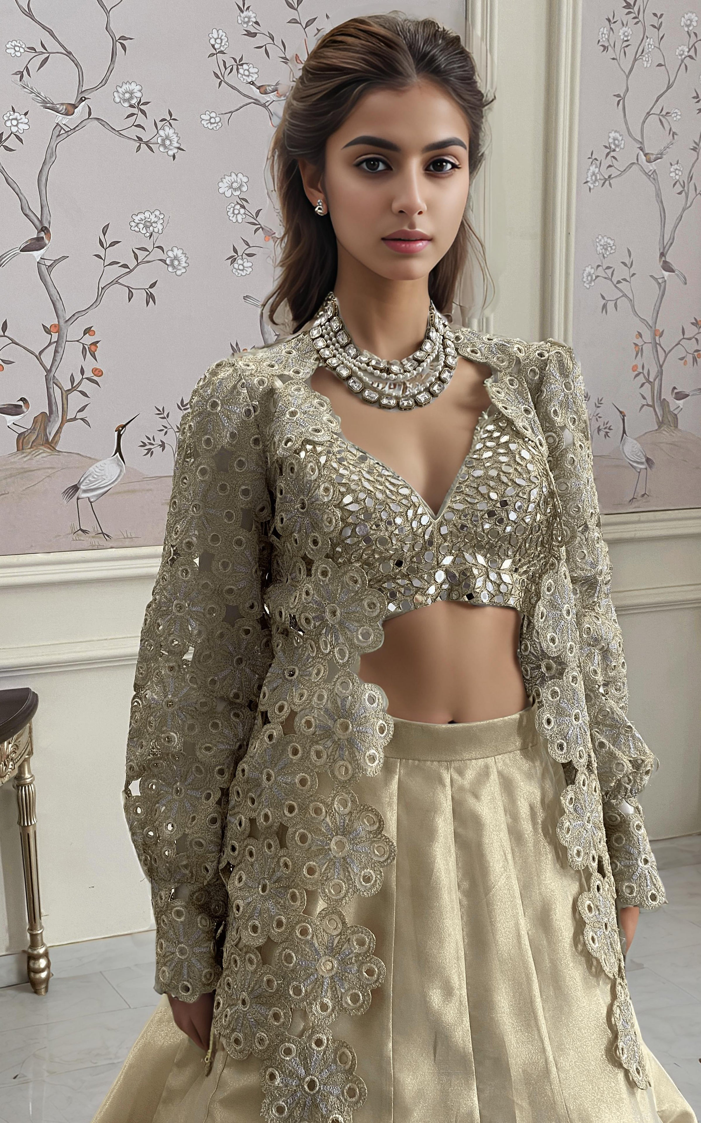 Threads and Motifs | Formal Dresses 25 | EMBRIODERED JACKET WITH BLOUSE AND SKIRT
