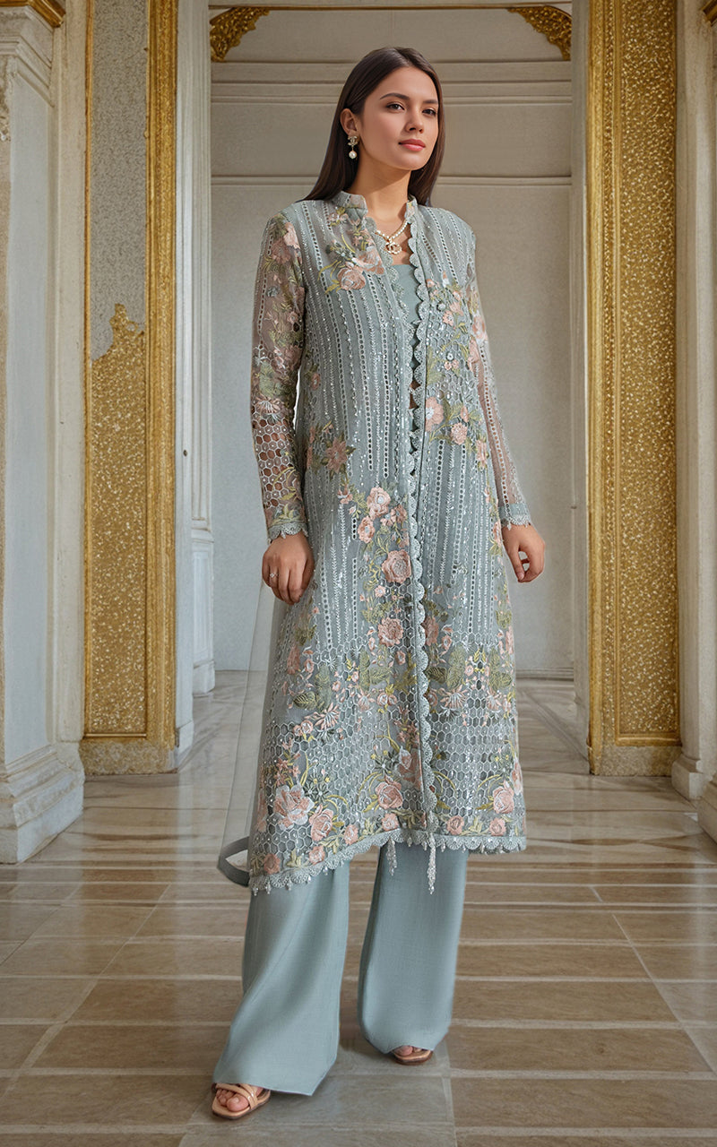 Threads and Motifs | Formal Dresses 25 | Organza Embroidered Front Open Jacket