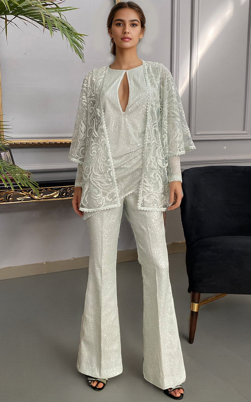 Threads and Motifs | Formal Dresses 25 | Net Embroidered Cap With Sequins Inner And Sequins Trouser