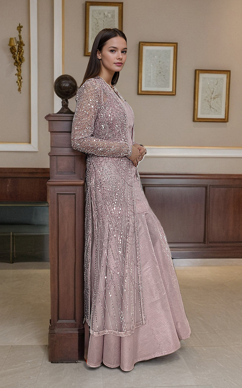 Threads and Motifs | Formal Dresses 25 | Net Embroidered Jacket With Maxi