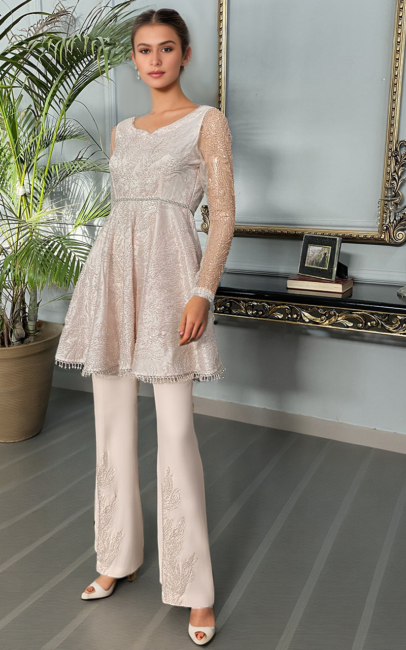 Threads and Motifs | Formal Dresses 25 | Net Embroidered Peplum With Trouser
