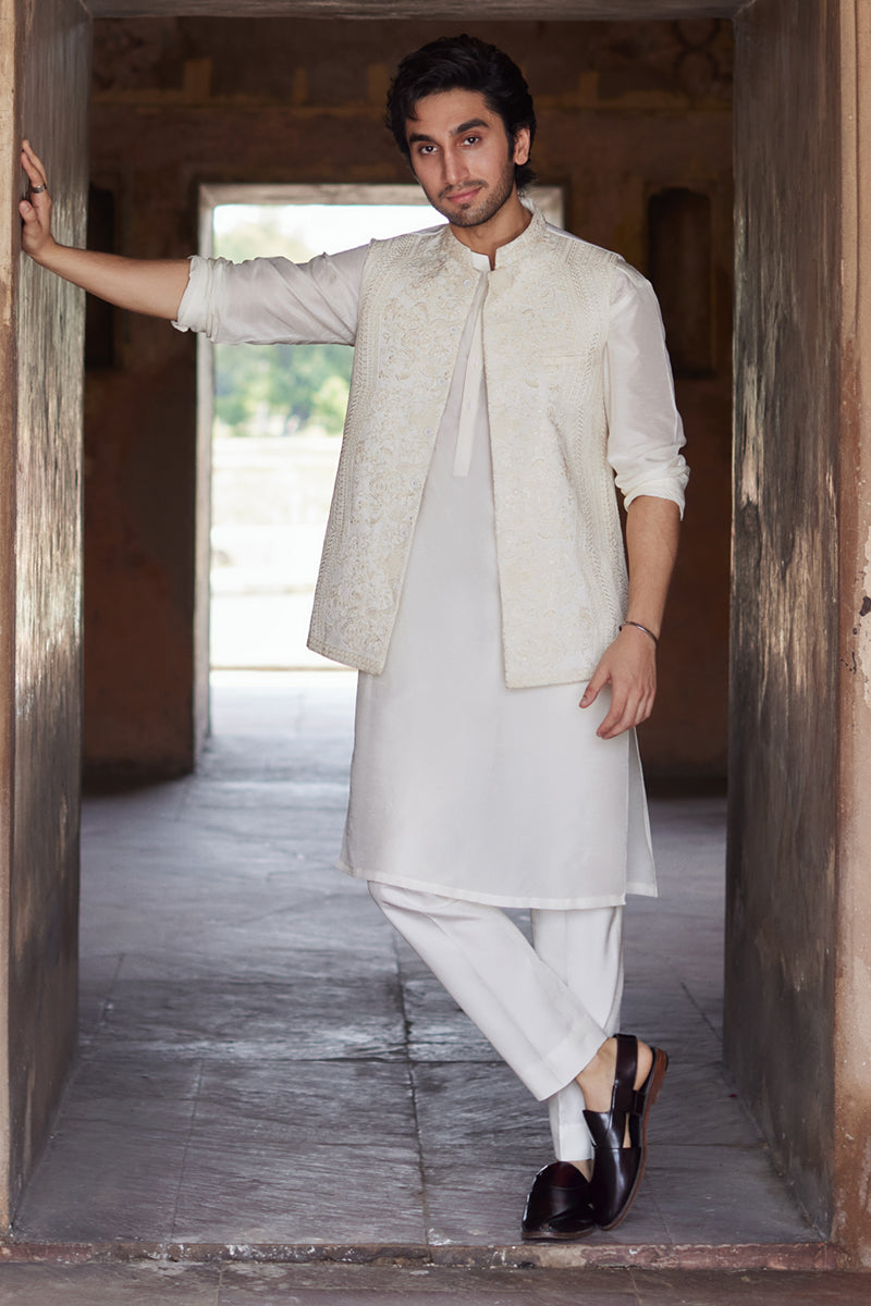 Pakistani Menswear | Qalamkar | BQ-02(waistcoat) - Official Qalamkar - Agha Fabrics UK