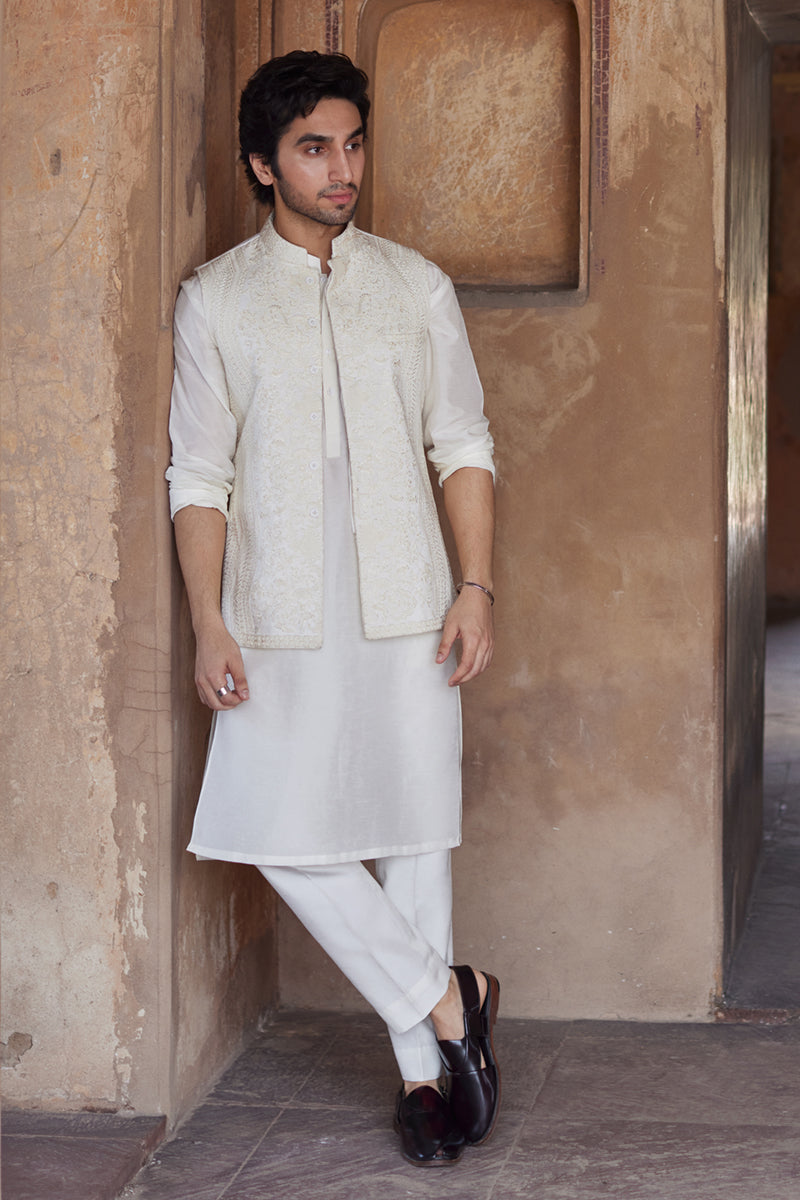 Pakistani Menswear | Qalamkar | BQ-02(waistcoat) - Official Qalamkar - Agha Fabrics UK