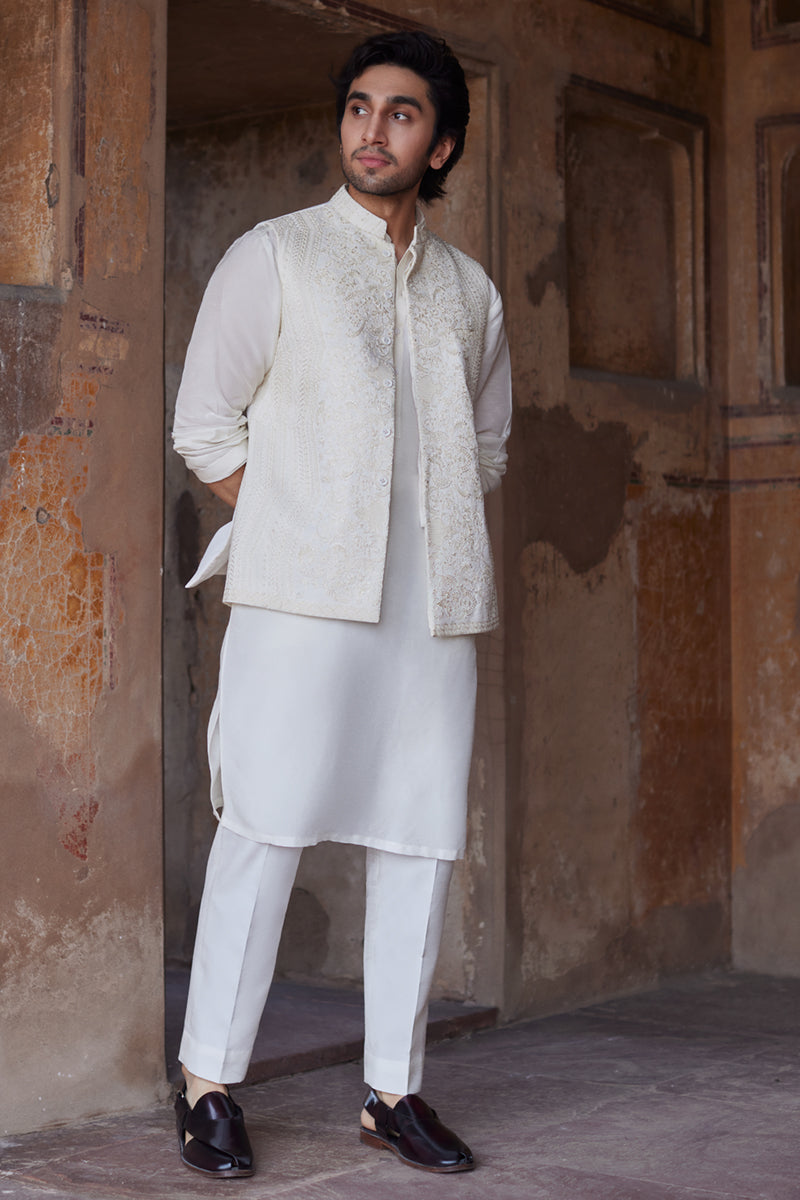 Pakistani Menswear | Qalamkar | BQ-02(waistcoat) - Official Qalamkar - Agha Fabrics UK