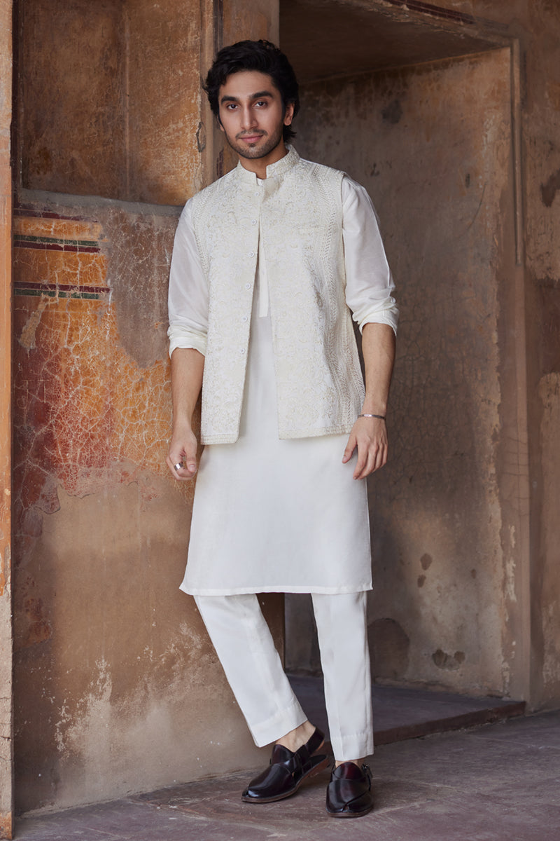 Pakistani Menswear | Qalamkar | BQ-02(waistcoat) - Official Qalamkar - Agha Fabrics UK