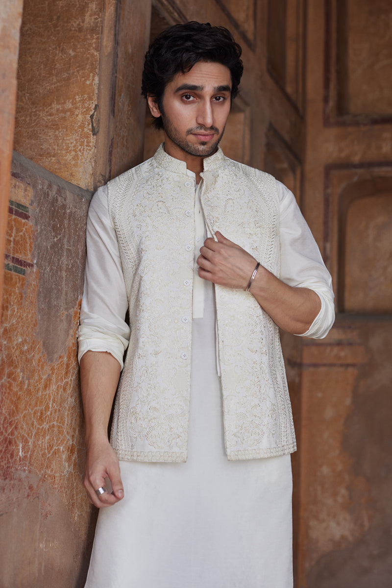 Pakistani Menswear | Qalamkar | BQ-02(waistcoat) - Official Qalamkar - Agha Fabrics UK