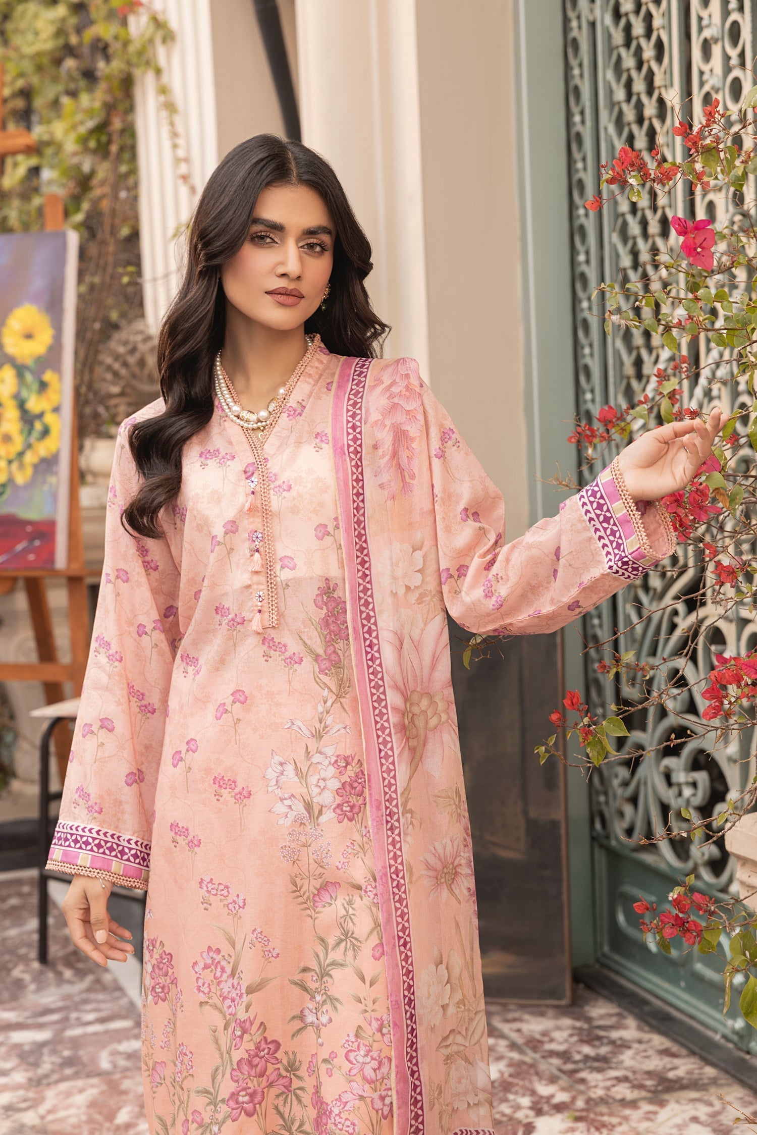 LSM | Embroidered and Printed Lawn | LG-MM-0302