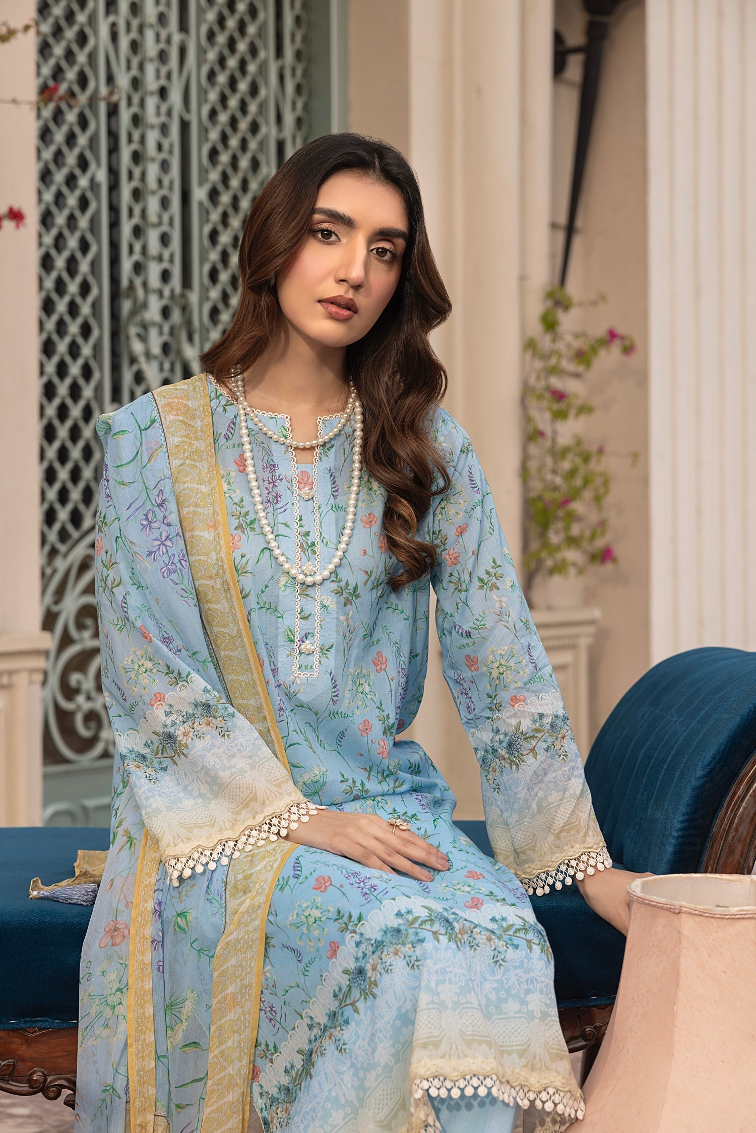 LSM | Embroidered and Printed Lawn | LG-MM-0307