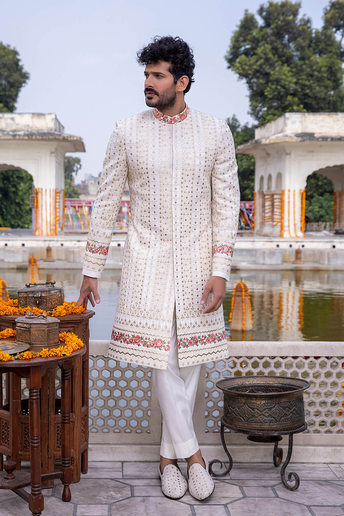 Pakistani Menswear | Mina Kashif | Sherwani D-16-B - Official Agha Fabrics - Agha Fabrics UK