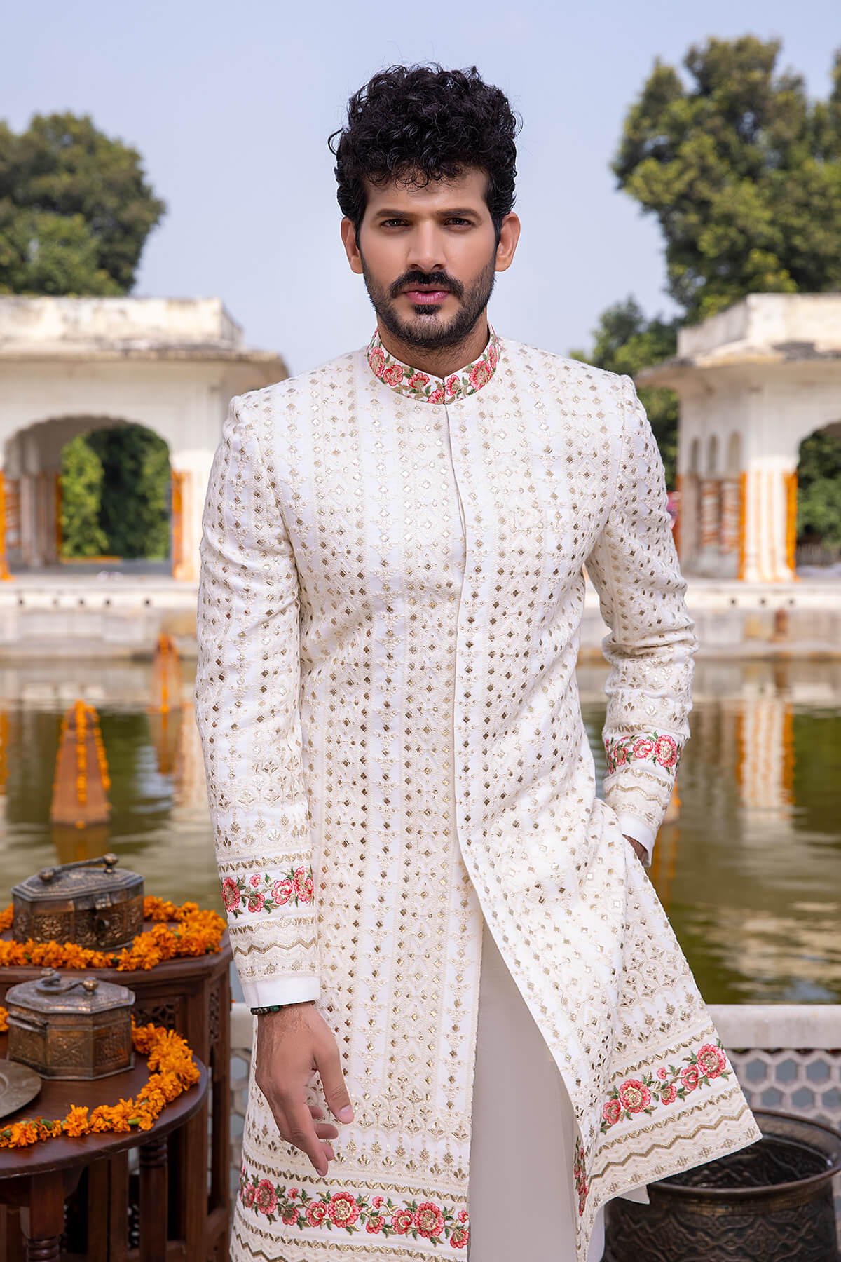 Pakistani Menswear | Mina Kashif | Sherwani D-16-B - Official Agha Fabrics - Agha Fabrics UK