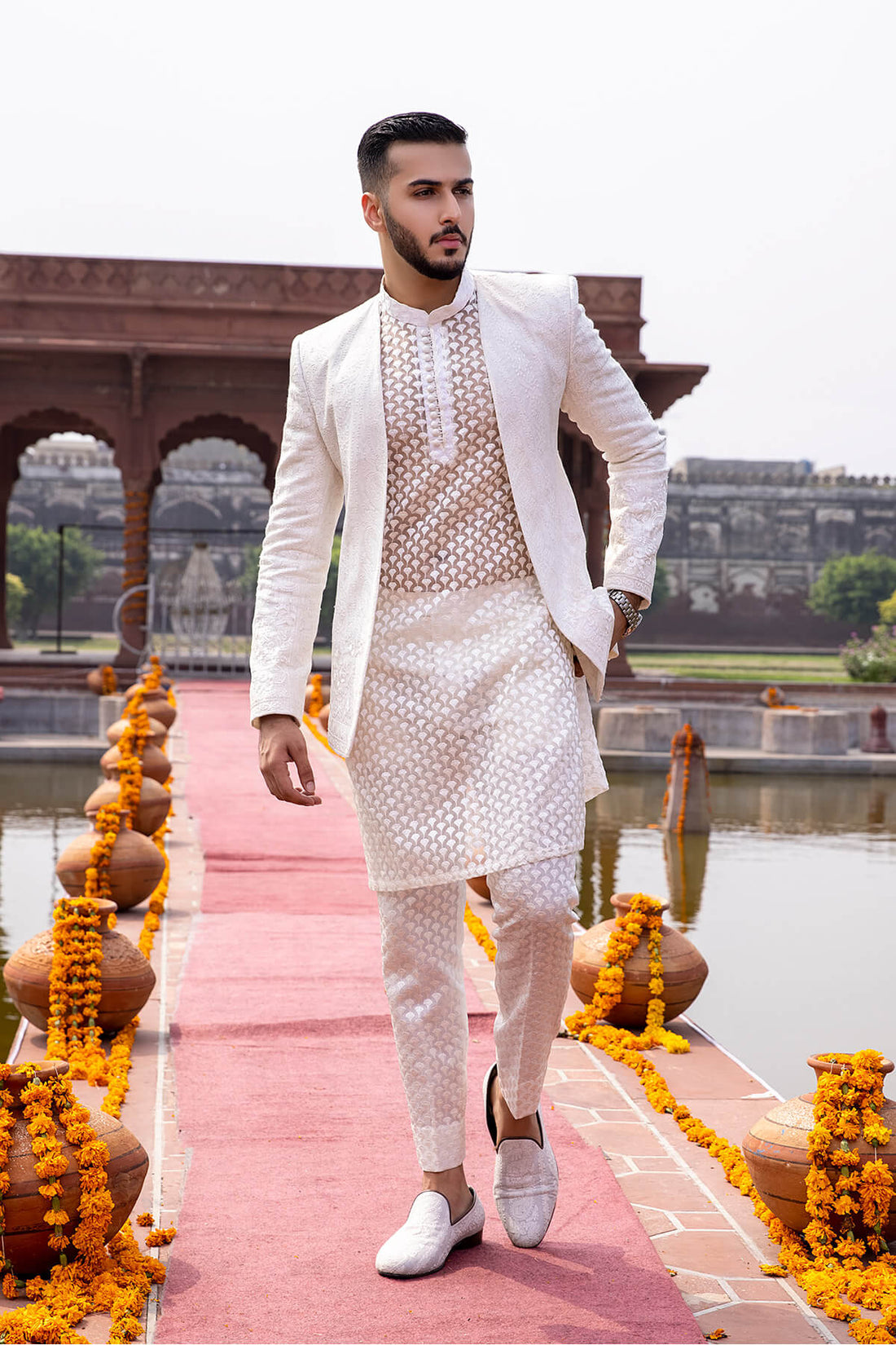 Pakistani Menswear | Mina Kashif | Sherwani D-23 - Official Agha Fabrics - Agha Fabrics UK
