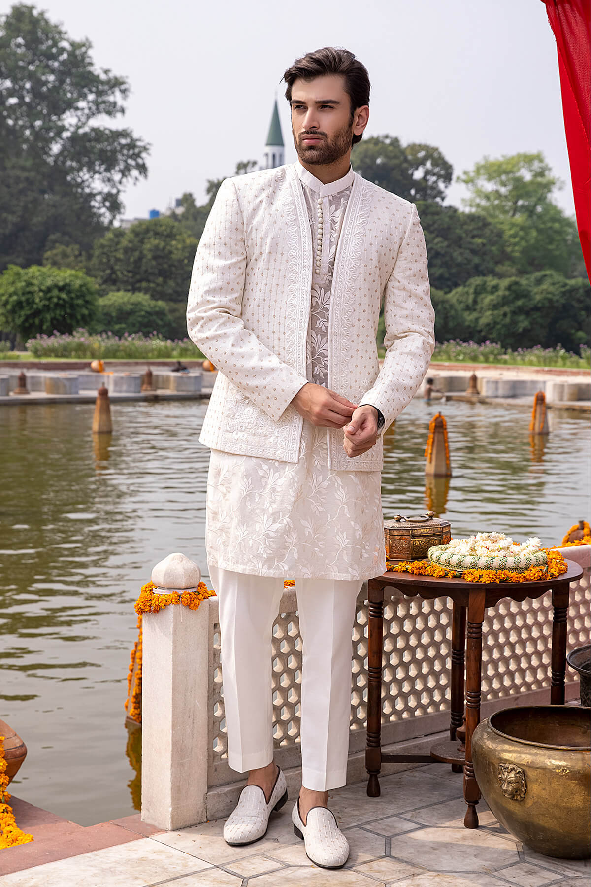Pakistani Menswear | Mina Kashif | Sherwani D-17 - Official Agha Fabrics - Agha Fabrics UK