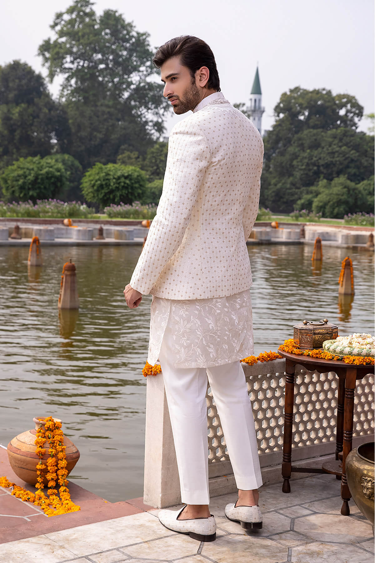 Pakistani Menswear | Mina Kashif | Sherwani D-17 - Official Agha Fabrics - Agha Fabrics UK