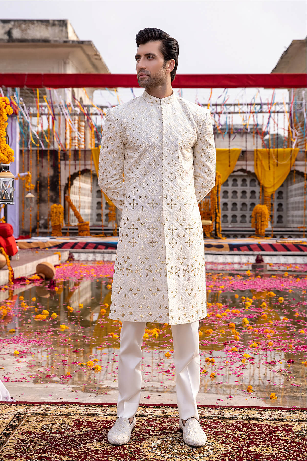 Pakistani Menswear | Mina Kashif | Sherwani D-22 - Official Agha Fabrics - Agha Fabrics UK