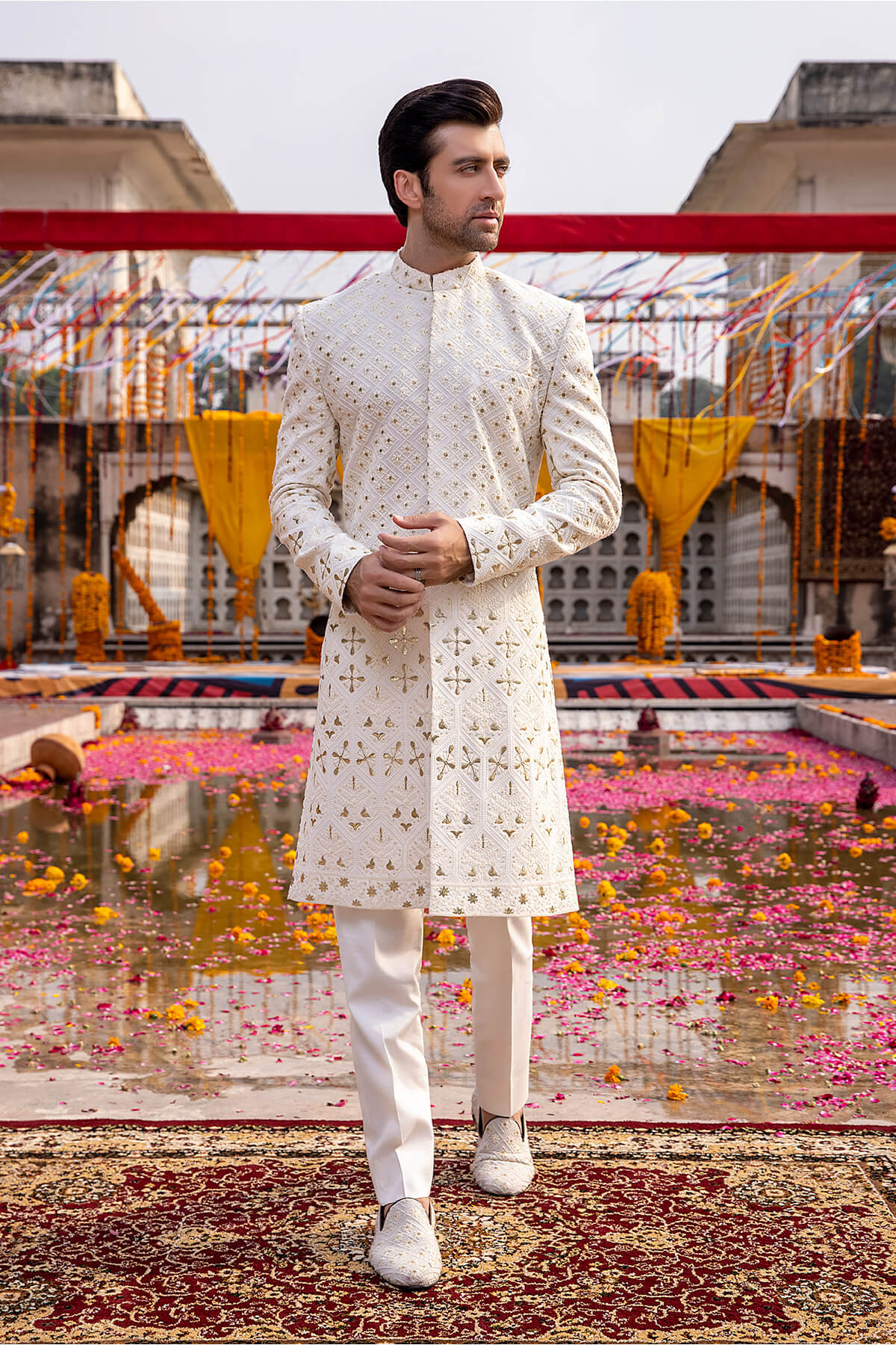 Pakistani Menswear | Mina Kashif | Sherwani D-22 - Official Agha Fabrics - Agha Fabrics UK