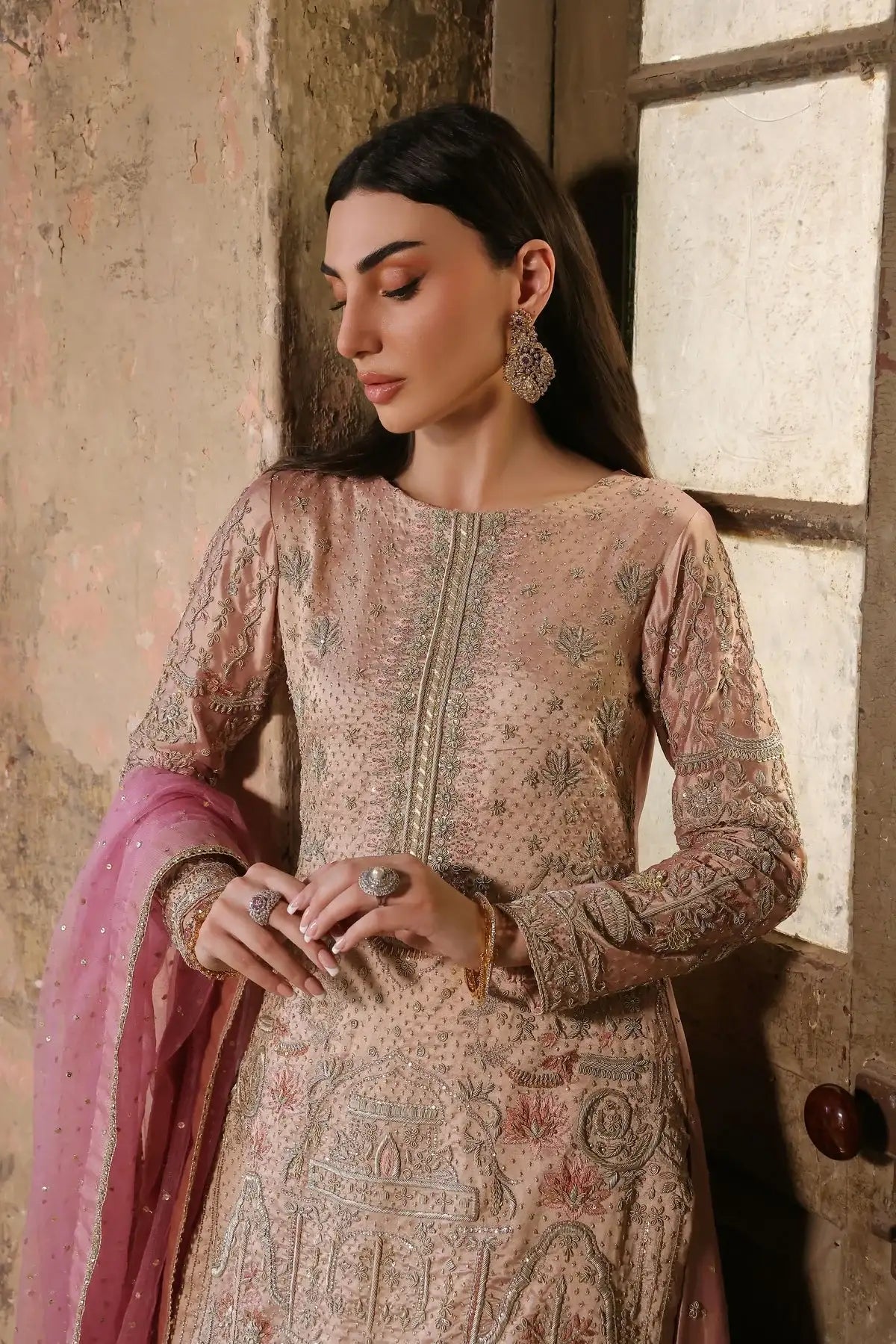 Wahaj M Khan | Banno Wedding Formals | Pale Pink Lama Tissue Bano