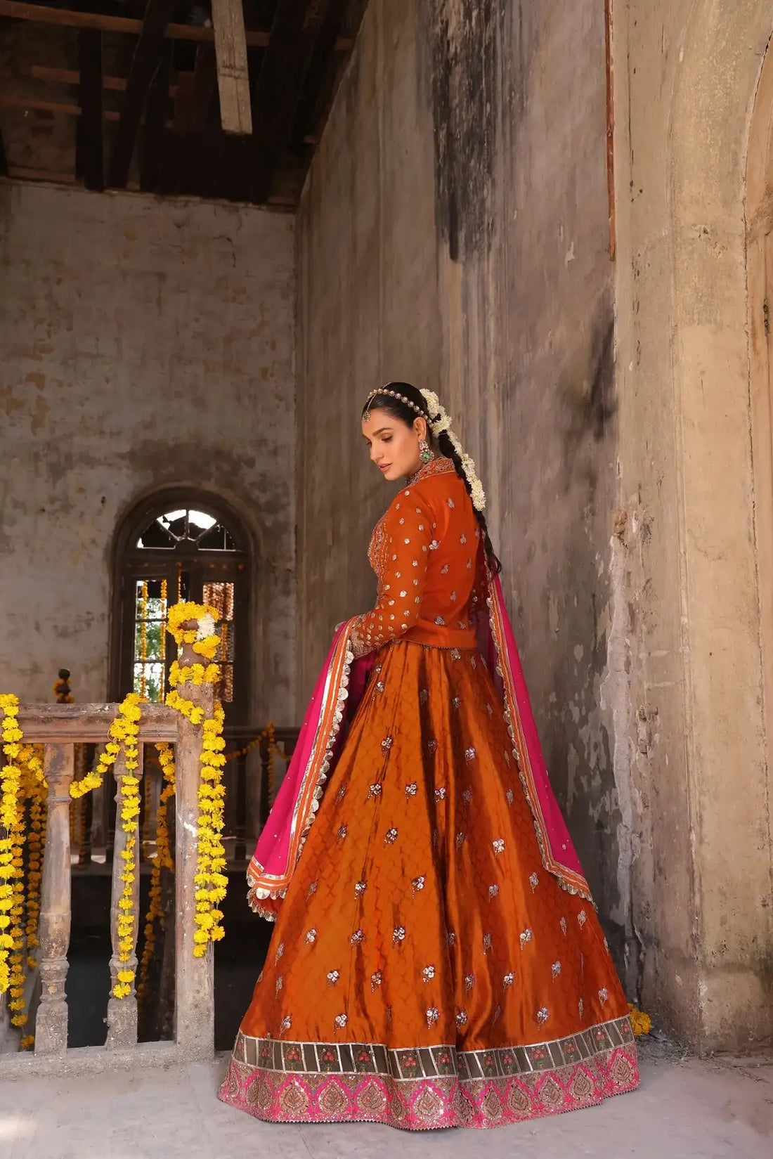 Wahaj M Khan | Banno Wedding Formals | Bano Rust Choli Set