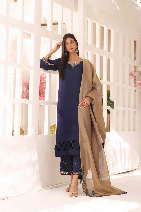 Wahajmkhan | Sitara Formals | NAVY & GOLD OUTFIT