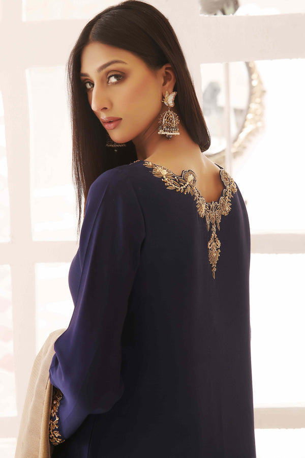 Wahajmkhan | Sitara Formals | NAVY & GOLD OUTFIT