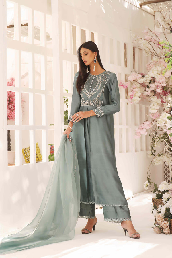 Wahajmkhan | Sitara Formals | SCHOOL GREY KAFTAN OUTFIT