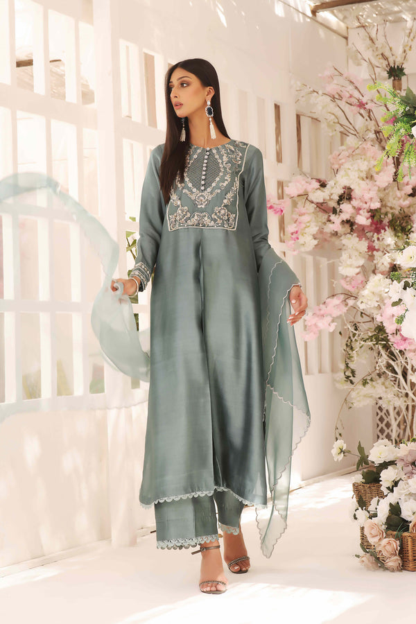 Wahajmkhan | Sitara Formals | SCHOOL GREY KAFTAN OUTFIT