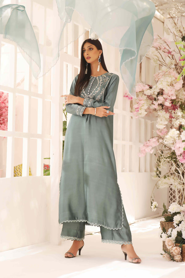 Wahajmkhan | Sitara Formals | SCHOOL GREY KAFTAN OUTFIT