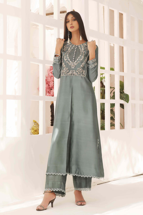 Wahajmkhan | Sitara Formals | SCHOOL GREY KAFTAN OUTFIT