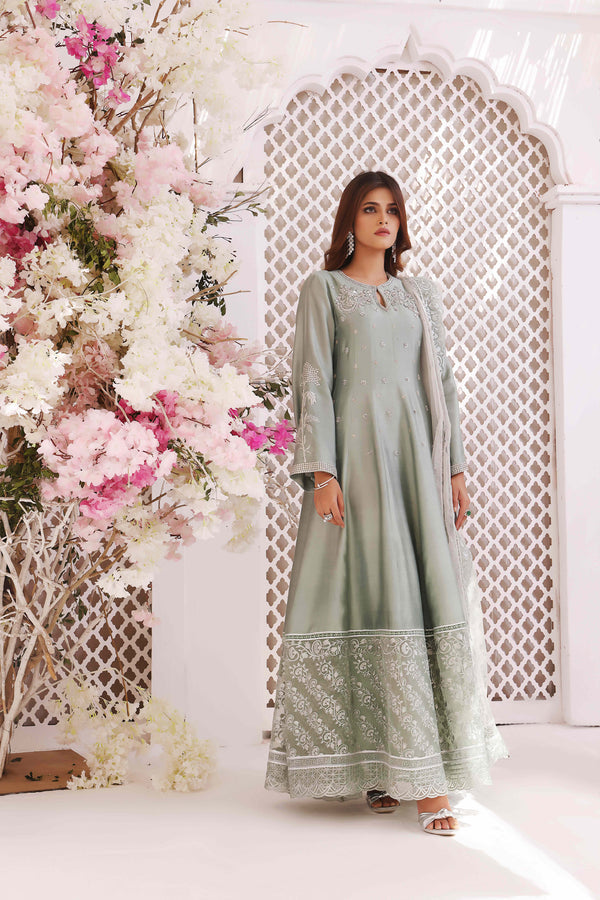 Wahajmkhan | Sitara Formals | MINT SILK ANARKALI OUTFIT