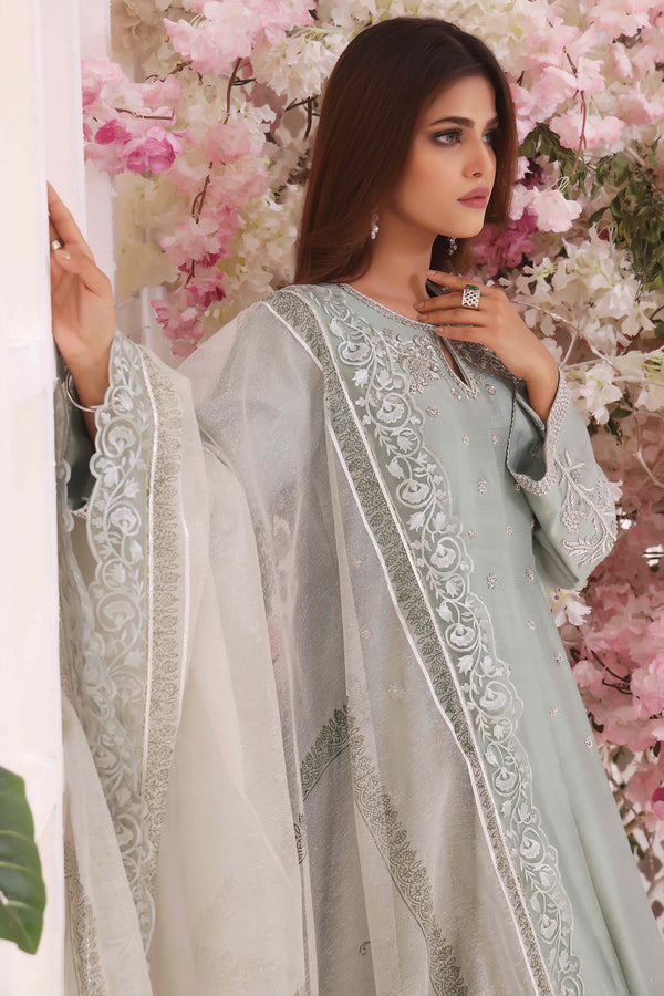 Wahajmkhan | Sitara Formals | MINT SILK ANARKALI OUTFIT