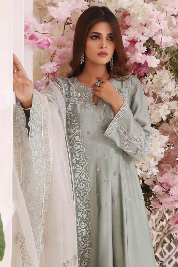 Wahajmkhan | Sitara Formals | MINT SILK ANARKALI OUTFIT