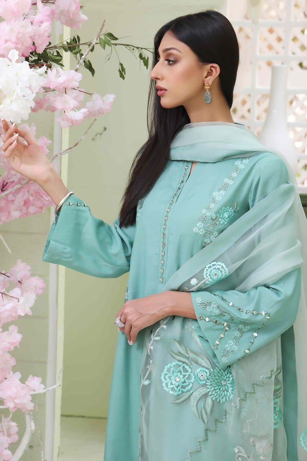 Wahajmkhan | Sitara Formals | SEA GREEN RAWSILK OUTFIT
