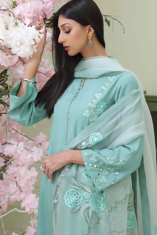 Wahajmkhan | Sitara Formals | SEA GREEN RAWSILK OUTFIT