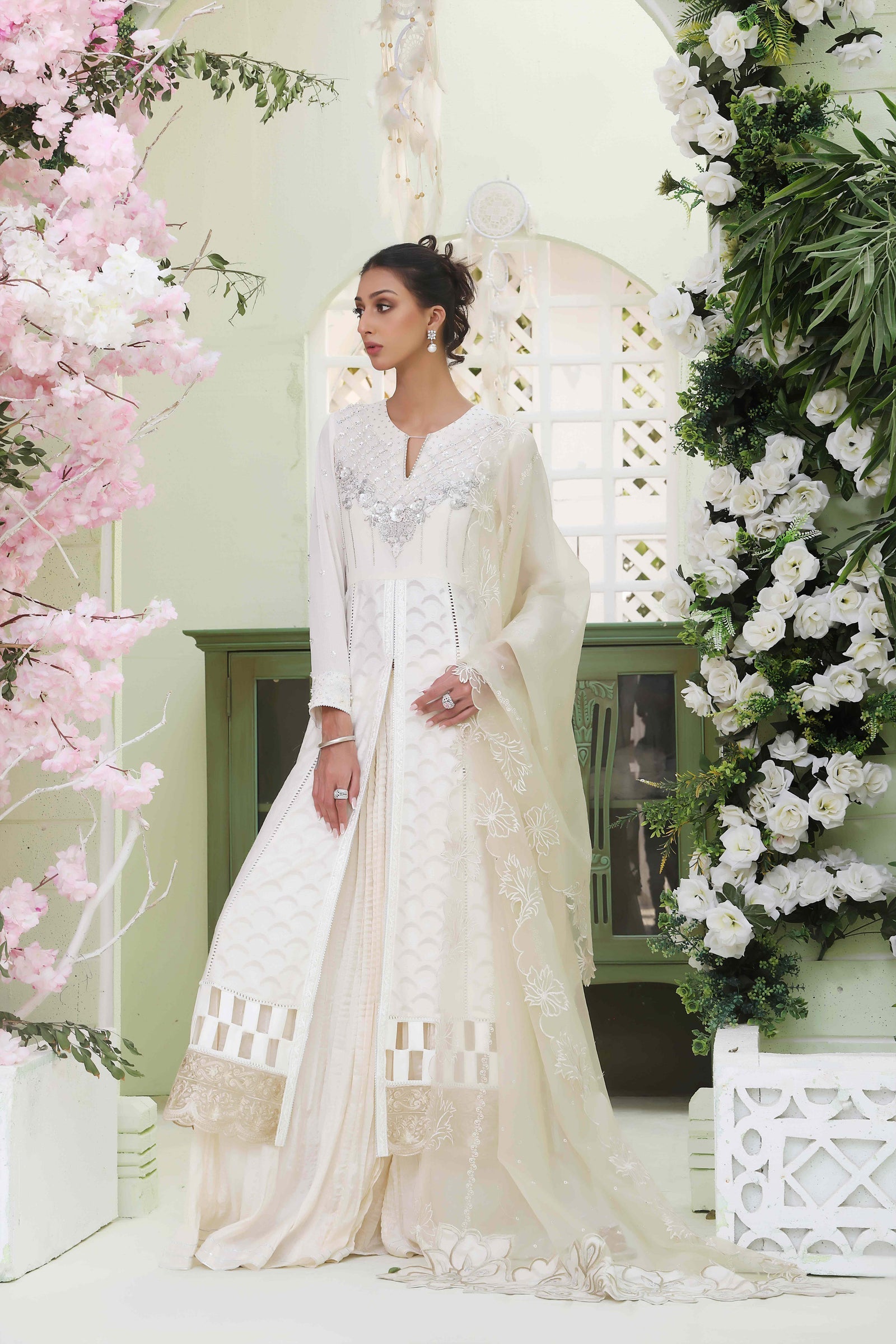 Wahajmkhan | Sitara Formals | WHITE BODICE OUTFIT