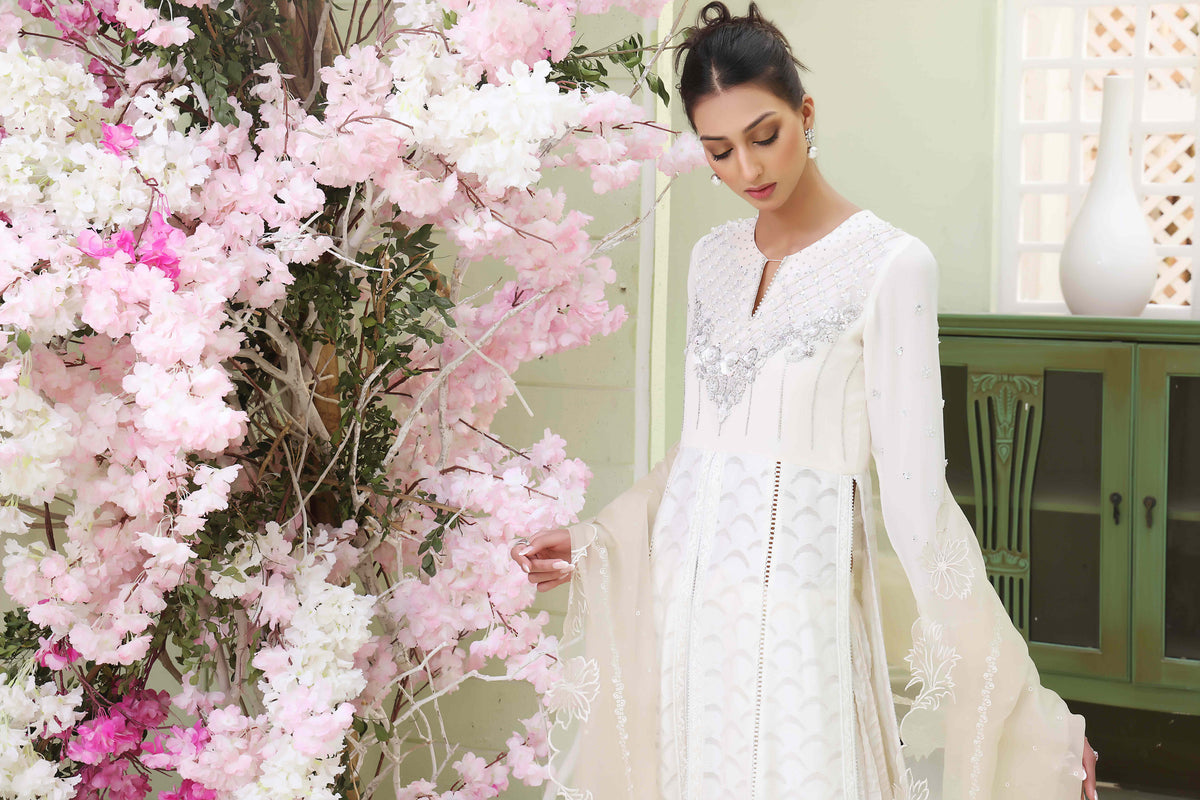 Wahajmkhan | Sitara Formals | WHITE BODICE OUTFIT