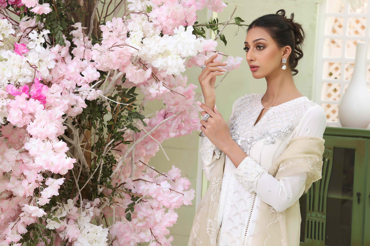 Wahajmkhan | Sitara Formals | WHITE BODICE OUTFIT