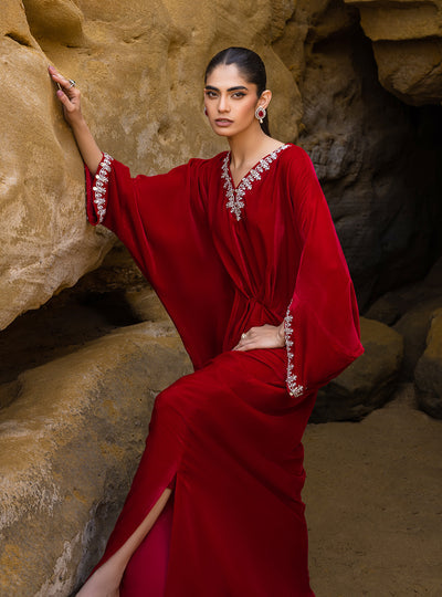 Zainab Chottani | The Kaftan Edit | Capri Red - Official Zainab Chottani - Agha Fabrics UK
