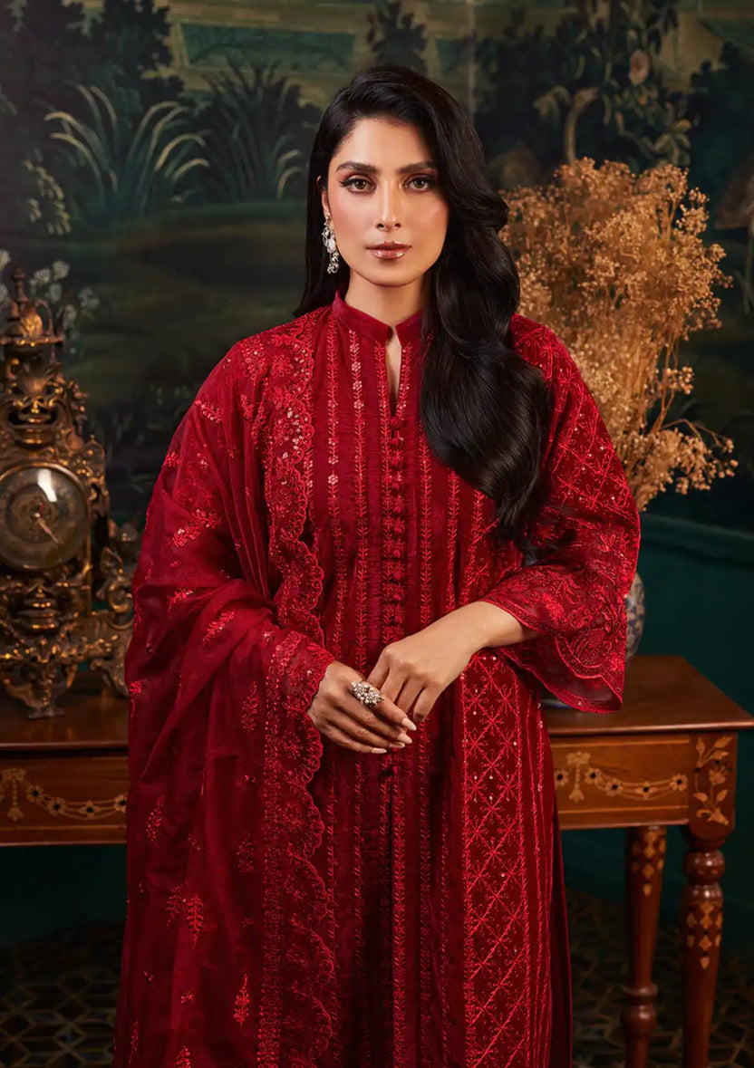 Zainab Chottani | Embroidered Velvet | SURKH D-05 - Official Zainab Chottani - Agha Fabrics UK