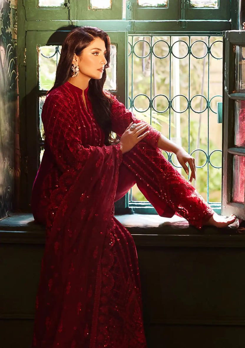 Zainab Chottani | Embroidered Velvet | SURKH D-05 - Official Zainab Chottani - Agha Fabrics UK