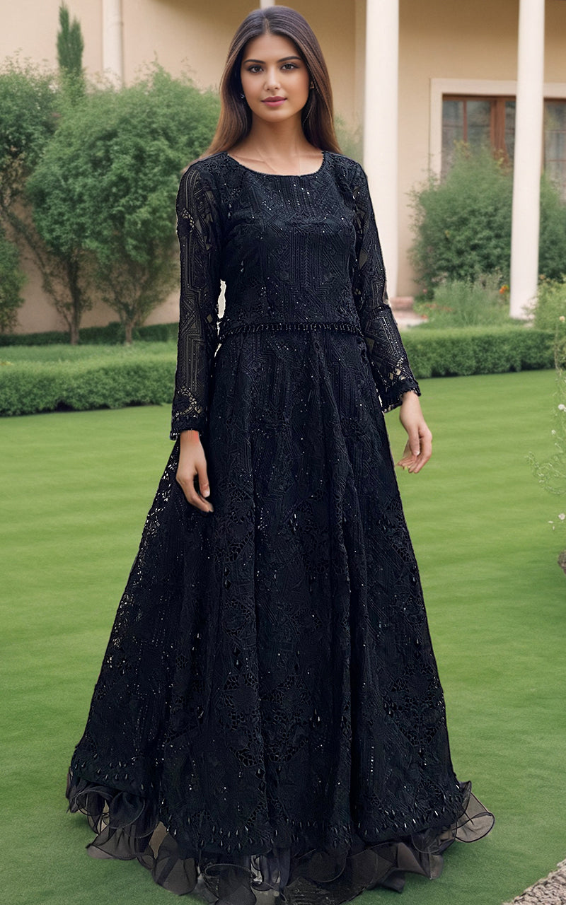 Threads and Motifs | Formal Dresses 25 | ORGANZA EMBROIDERED BLOUSE WITH EMBROIDERED LEHENGA