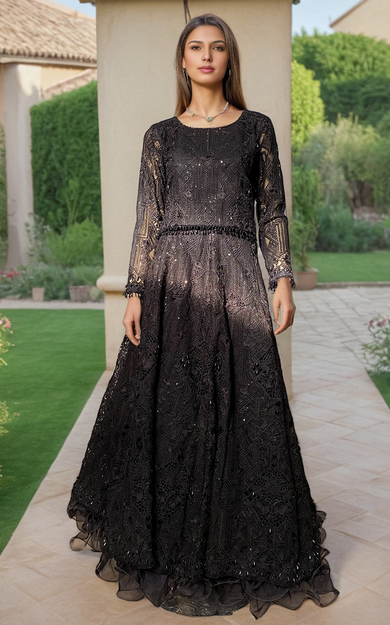 Threads and Motifs | Formal Dresses 25 | ORGANZA EMBROIDERED BLOUSE WITH EMBROIDERED LEHENGA