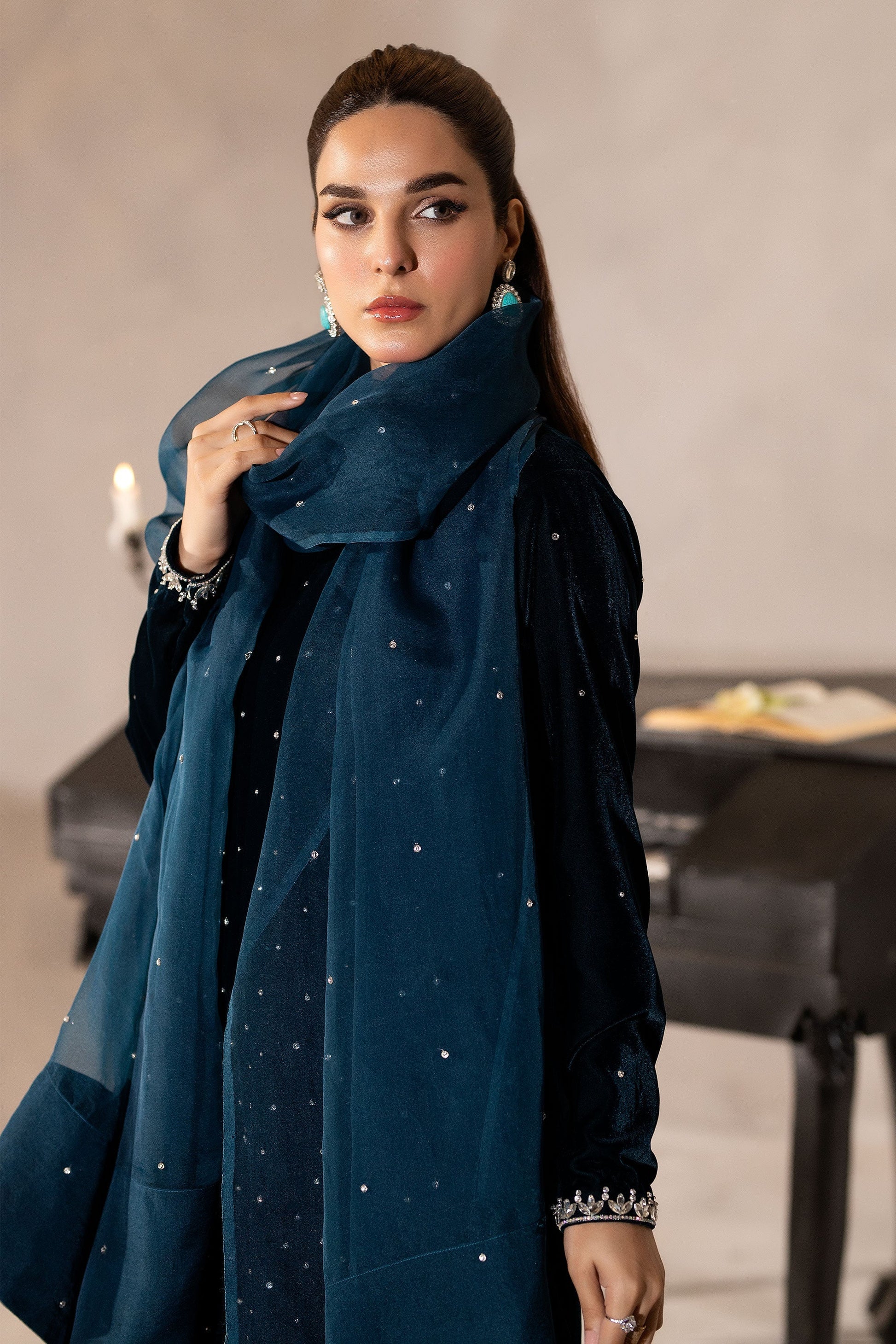 Hana | Mavi Velvets | Sable Mystique - Official Hana - Agha Fabrics UK