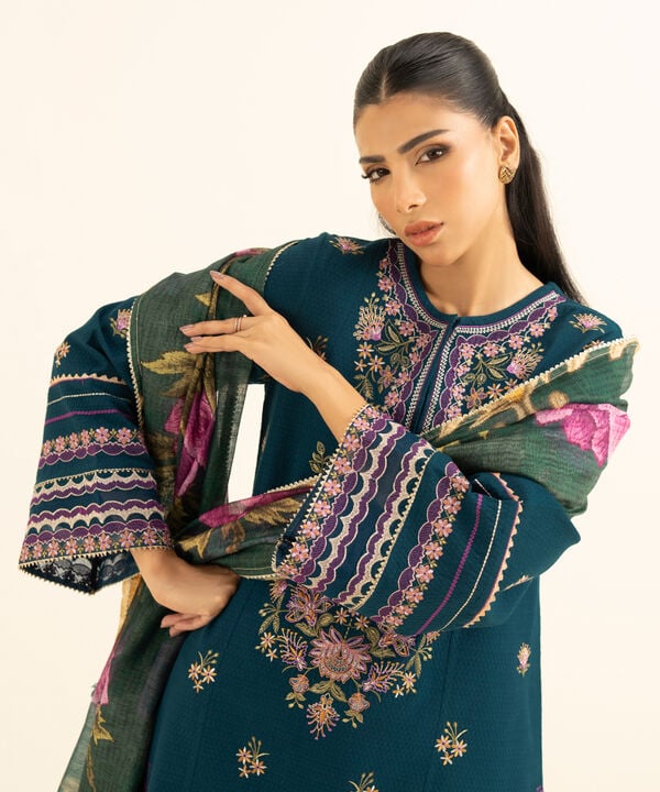 Sapphire | Fall Winter 25 | 3 Piece - Embroidered Dobby Suit 0PEST25V830B