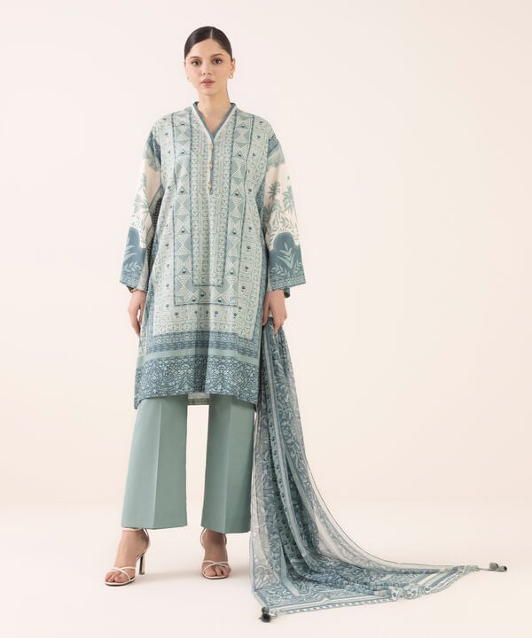 Sapphire | Fall Winter 25 | 3 Piece - Printed Light Linen Suit 0U3PDY25V631