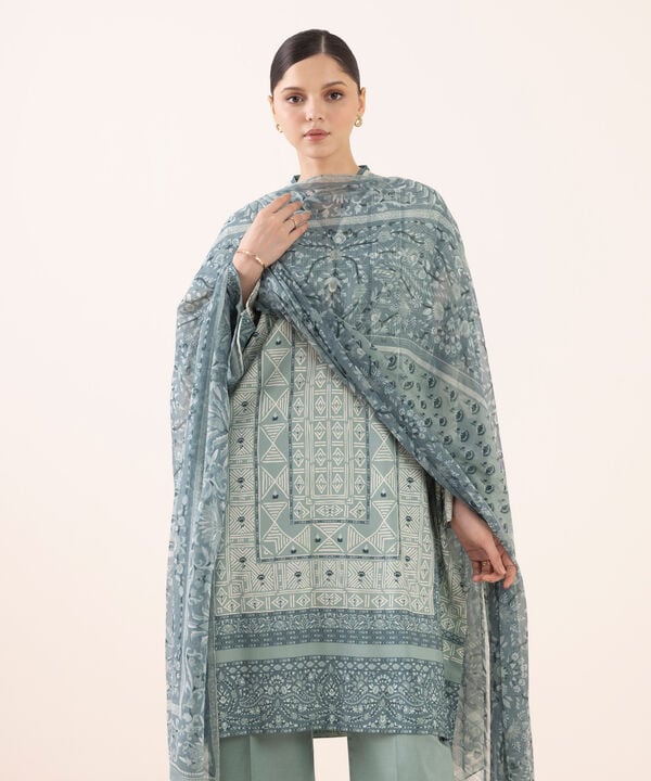 Sapphire | Fall Winter 25 | 3 Piece - Printed Light Linen Suit 0U3PDY25V631