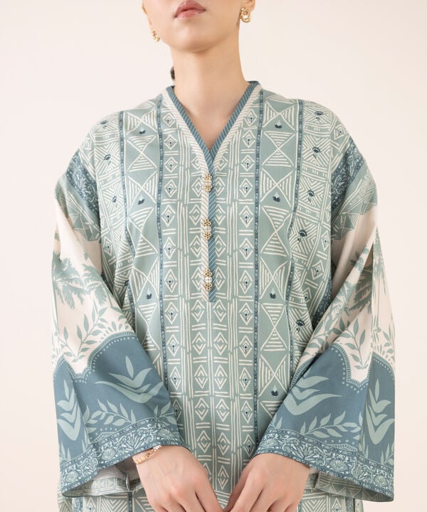 Sapphire | Fall Winter 25 | 3 Piece - Printed Light Linen Suit 0U3PDY25V631