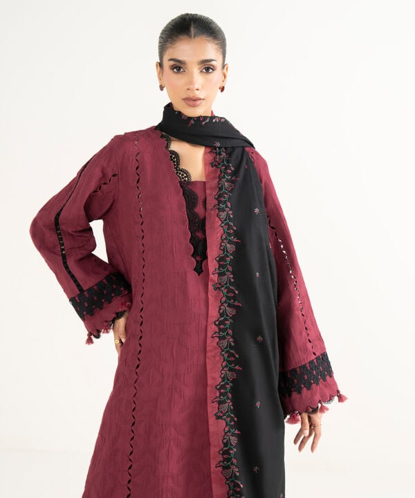 Sapphire | Fall Winter 25 | 3 Piece - Embroidered Cotton Jacquard Suit 0U3PEJQ25V82